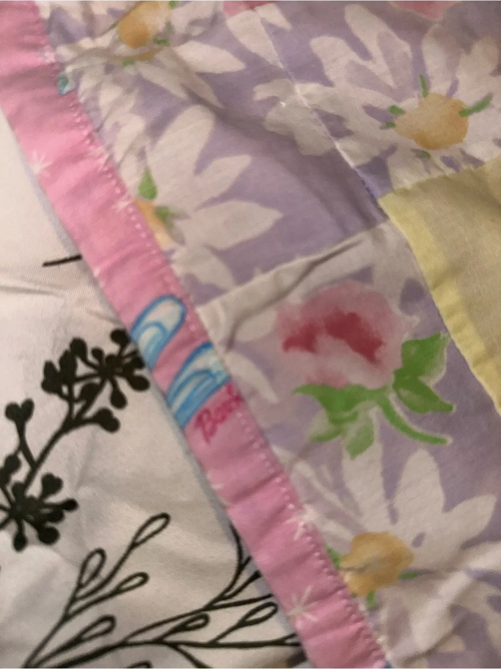 Barbie Handmade Patchwork Quilt Pink Floral 49x72